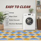 5x7 Rug Washable - Checkerboard Rugs for Living Room, Retro Geometric Non Slip Low Pile Area Rugs for Bedroom, Checkerboard Carpet Home Decor & Gifts