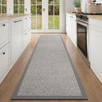 Washable Hallway Runner Rug 2x8 Jute Like Kitchen Runner Mat Rugs Non Slip, Woven Soft Entryway Farmhouse Runner Boho Floor Carpet for Indoor Laundry Hall Backdoor Bedroom Living Room, Grey