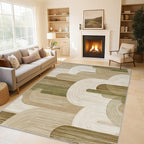 Abstract Geometry Rugs for Home Decor, 8x10 ft, Minimalist Geo Arched Area Rugs for Living Room, Soft Non Slip Washable Mid Century Modern Carpet Bedroom Decorations Dt-Ghf-19