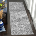 vivorug Runner Rug 2'x7' Machine Washable Non-Slip Runners for Hallways Kitchen Entryway Laundry Room Vintage Medallion Carpet Hallway Runner Grey