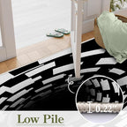 3D Illusion Swirl Area Rugs, 6x8ft, Modern Abstract Grid Black Hole Living Room Carpet, Geometric Black White Check Washable Carpets, Ultra Soft Cozy Shed Resistant Mat for Indoor