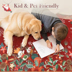 Wonnitar Christmas 8x10 Area Rugs for Living Room, Low Pile Soft Large Bedroom Rug, Non-Slip Washable Red Floral Snowflake Holiday Decor Floor Carpet for Dining Room(Christmas Red,8'x10')