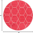 Unique Loom Trellis Frieze Collection Area Rug - Geometric (4' 1" Round, Pink/ Ivory)