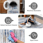 3x20 Washable Hallway Runner Rug: Extra Long Runners for Entryway Living Room Dining Room - Stain and Water Resistant Rugs with Non-Slip Backing - Soft Low-Pile Carpet 20ft Navy Grey