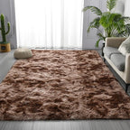 Large Shag Area Rugs 5 x 8, Tie-Dyed Plush Fuzzy Rugs for Living Room, Ultra Soft Fluffy Furry Rug for Bedroom, Indoor Carpet Nursery Rugs for Kids Room Home Decor, Coffee