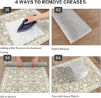 Vintage Entryway Rug 2x3 Washable, Beige Tan White Kitchen Rug, Super Soft Thin 100% Polyester Small Area Rug, Non-Slip Accent Mat for Foyer, Bedroom, Office