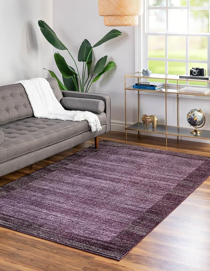 Rugs.com Angelica Collection Rug – 7' x 10' Violet Medium Rug Perfect for Bedrooms, Dining Rooms, Living Rooms