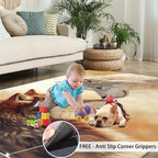 Wolf Rugs for Bedroom - 6x9 Area Rug - 3D Wolf Rugs for Living Room, Misty Forest Rug, Non-Slip Washable Home Decor Carpet