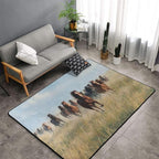 Horses Gallop Across The Grassland Area Rug Washable Outdoor Rugs Anti-Slip Soft Carpet Entryway Indoor Door Mat for Bedroom,Living Room,Porch,Terrace and Entrance Decor 2'x 1.4'