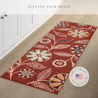Maples Rugs Reggie Floral Runner Rug - Made in USA - Washable, Non Slip Indoor Carpet for Kitchen, Hallway, and Laundry Room, 2' x 5', Merlot