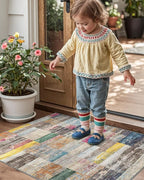 LUMI Ultra Thin Door Mat, 18x30 Non Slip Indoor Doormat Entrance Washable Rugs Entryway Oriental Vintage Soft Carpet for Kitchen Bedroom Front Door, Multicolor