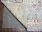 Steel Gray Pure Wool Hand Knotted Afghan Angora Oushak with All Over Pattern Natural Dyes Squarish Oriental Rug (11'9"x14')