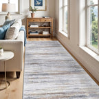 Large Runner Rugs for Hallway 4x16: Non-Slip Washable Wide Carpet - Soft Low-Pile Stain and Spill Resistant Rug for Entryway Living Room Dining Room Balcony Garage Office Beige Grey