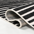 JONATHAN Y Hallie High-Low Curve Black/White 2x8 Indoor Runner Rug, Minimalist Geometric, Modern, Non-Shedding, Stain Resistant for Bedroom, Living Room, Kitchen (SCN100F-28)