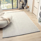 LUXE WEAVERS Modern Farmhouse White 9x12 Washable Area Rug, Anti-Slip Diamond Pattern Carpet