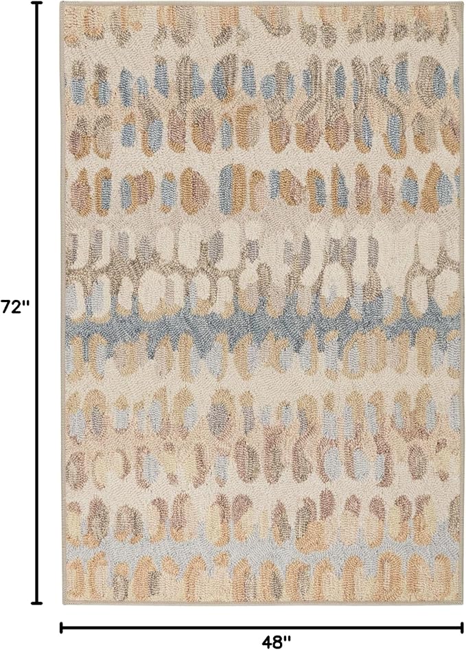 Dash and Albert Paint Chip Machine Washable Area Rug - 4' x 6' Natural - Geometric Accent Rug - Anti-Slip Backing, Lightweight, Machine Washable, High Traffic Areas Kitchen, Mudroom, Laundry Room