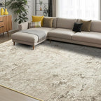 Toneed Abstract Area Rug Modern Washable Rug Soft Non Slip Rug Low Pile for Bedroom Living Room Dining Room Beige 6x9 Feet