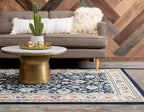 Unique Loom Sialk Hill Collection Area Rug - Washington (6' 1" x 9' Rectangle Navy Blue/Cream)