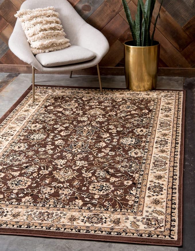 Unique Loom Sialk Hill Collection Area Rug - Washington (7' 1" x 10' Rectangle Brown/Black)