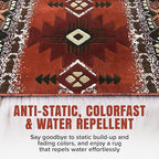 YHSF South West Native American Area Rug C318 - Easy Clean, Thick, Soft, Durable Native Tribal American Indian Inspired Rug for Bedroom/Living Room and More - Rust, 5 Feet x 7 Feet