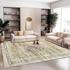 6x9 Area Rug for Living Room Washable 6x9 Non-Slip Modern Rugs for Bedroom Dinning Room Ultra-Thin Indoor Green Orange