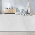 Large Area Rugs for Living Room Bedroom, 7x10 Feet White Rug, Minimalist Modern Shag Rug, Soft Thick Comfy Memory Foam Indoor Carpet, Non-Slip Washable Rug for Boys Girls Dorm Nursery Room Home Decor
