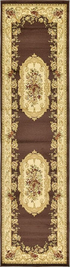 Unique Loom Versailles Collection Traditional Classic Floral Motif Area Rug (2' 7 x 10' 0 Runner, Brown/ Ivory)