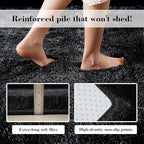 Fluffy Rug Shaggy Area Rug, Black 3x5 Area Rugs for Bedroom, Small Bedside Rug, Soft Fluffy Shaggy Entryway Throw Rugs for Living Room Bedroom Kids Room Home Decor