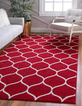 Rugs.com Lattice Frieze Collection Rug – 7' x 10' Red Medium Rug Perfect for Living Rooms, Large Dining Rooms, Open Floorplans