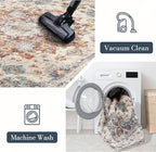 Area Rug 8×10, Large Vintage Boho Rug,Ultra-Soft Low Pile, Washable, Non Slip,Stain Resistant, Printed Carpet for Living Room Bedrooms Playroom Office Kitchen, Blue/Red