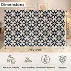 Black Beige Vintage Washable 5x7 Area Rugs for Living Room, Thin Low Pile Contemporary Carpet, Non-Slip Base Lightweight Rug