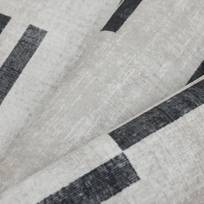 ReaLife Rugs Machine Washable Area Rug Runner - Living Room Bedroom Bathroom Kitchen Entryway Office -Non-Slip Baking Low Pile Stain Resistant Premium - Modern Geometric - Loki-Beige & Black 2'6" x 8'