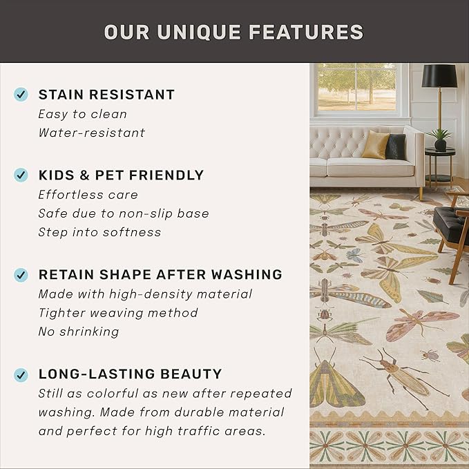 Boho Bathroom Rugs Non Slip Washable - 2x4 Kitchen Rugs for Entryway and Indoor Spaces, Washable Non-Slip Soft Low Pile, Perfect for Boho Decor