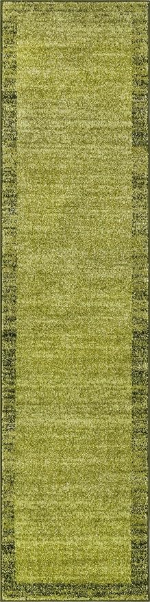 Rugs.com Angelica Collection Rug – 8 Ft Runner Light Green Medium Rug Perfect for Hallways, Entryways