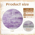 Round 4ft Abstract Rug, Modern Washable Indoor Circle Area Rugs for Living Room, Soft Circular Non-Slip Carpet Floor Mat for Entryway Bathroom Dining Room Home Office - Abstract Purple