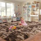 Upgrade Non-Slip Plush Rugs for Living Room, Soft Shaggy Carpets for Living Room, Fuzzy Rugs for Kids' Room, Perfect Decor for Modern Home Tie Dye Coffee 8x10Feet