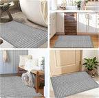Grey Bathroom Rugs,24"x36"Non Slip Braided Vintage Bath Mat for Bathroom Floor Washable Boho Luxury Bath Rug for Tub Soft Absorbent Shower Sink Mat