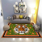 Tiger Print Rug,5x8ft,The Tiger is Surrounded by Orange and Green Floral Patterns. This Rug is Suitable for Boys and Girls' Bedrooms，Anti-Slip Carpet Suitable for Living Room Bedroom Home Decoration
