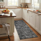 Garvee 2x6 Kitchen Rugs Non Slip Washable Bathroom Runner Rug, Non Shedding Low Pile Soft Area Rug Stain Resistant Foldable Minimalist Farmhouse Mats for Bedroom Entryway, Dark Grey