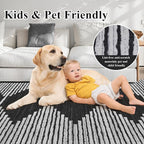 HelloTree Area Rug for Living Room Washable Geometric Moroccan Rug Stripe Farmhouse Bohemian Minimalistic Non Slip Non Shedding Ultra Thin Soft Rug for Bedroom Office DiningRoom Nursery-Black 5'x7'