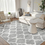 Lahome Moroccan Machine Washable Rug - 5x7 Area Rugs for Living Room Non-Slip Grey 5x7 Bedroom Rugs Throw Large Modern Trellis Carpet for Entryway Office Kitchen Dining Room Rug Decor (5'x7', Gray)