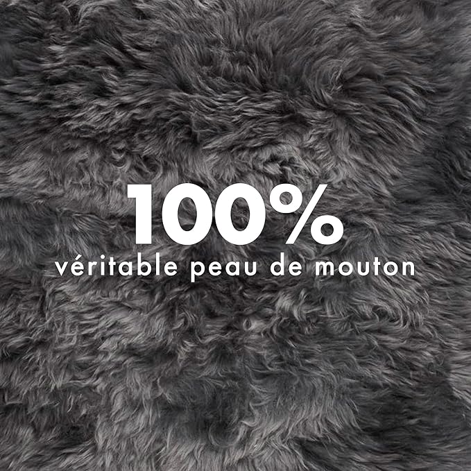 Real Sheepskin Rug 2x6 ft | Sheepskin Rugs for Living Room and Sofa | Bedside Rugs for Bedrooms | Large Fluffy Rug is Breathable & Heat-regulating in Color Dark Grey