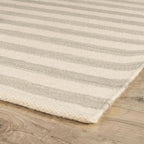 Home Conservatory Ladder Stripe Grey/Ivory Handwoven Wool 4 X 6 Feet, Grey/Ivory Stripe Pattern