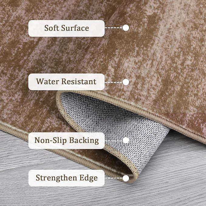 RUGSREAL Living Room Area Rug 10x13 Modern Solid Color Large Bedroom Rug with Rubber Backing Stain Resistant Low Pile Dining Room Throw Carpet Contemporary Washable Rug for Home Decor Office, Taupe
