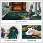 2x3 Abstract Marble Rugs for Entryway - Emerald-Green-Marble Small Area Rugs, Luxury Stone Pattern Laundry Room Carpet Non Slip Accent Throw Rug for Bathroom Kitchen Sink Front Door