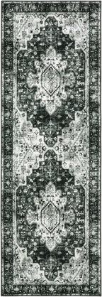 Moynesa Washable Black and White Runner Rug - 2x6 Bathroom Runner with Rubber Backing, Hallway Boho Non-Slip Non-Shedding Low Pile Accent Carpet for Laundry Room Entryway