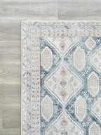 Fame Living Faded Oushak Rug, Turkish Vintage Floral Pastel Large Oversized Area Rugs for Living Room Dining Bedroom Kitchen Bathroom Nursery (848CrNv, 7'5" x 9'8")