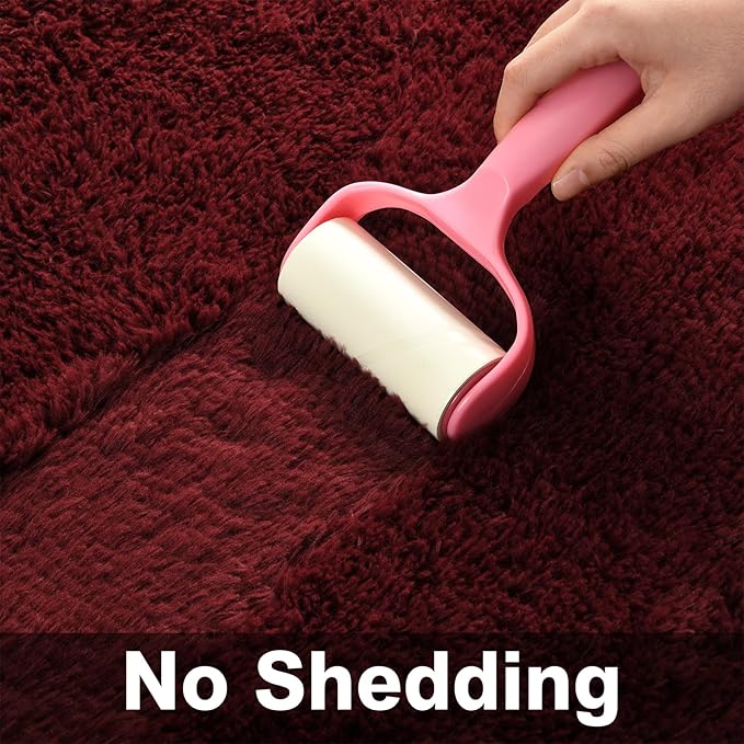 Shag Area Rug, 4 X 6 Plush Fuzzy Rugs for Living Room, Ultra Soft Fluffy Furry Rug for Bedroom, Indoor Carpet Nursery Rugs for Kids Room Home Decor, Burgundy