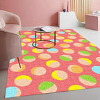 Retro Pink Yellow Green Polka Dot Texture Rug 8x10 Non Slip Washable Soft Area Rugs for Living Room Bedroom Nursery Room Stain Resistant Large Home Office Playroom Indoor Carpet
