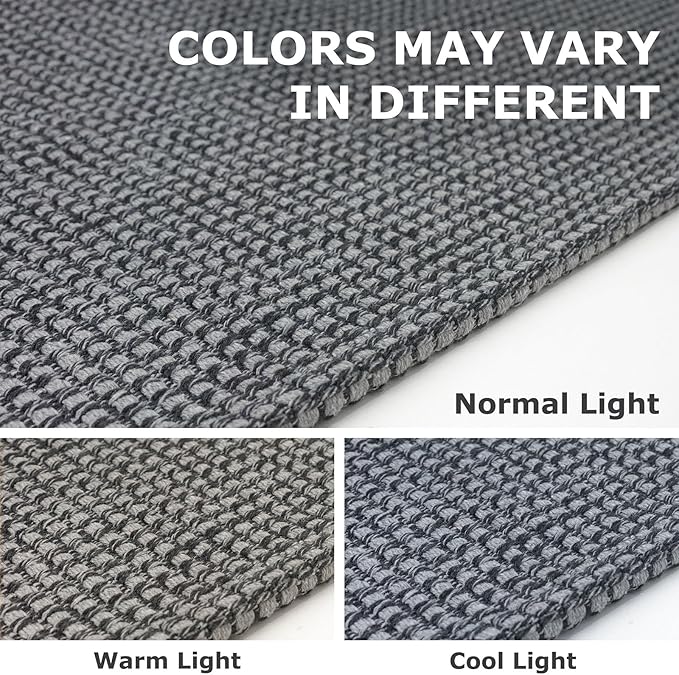 IOHOUZE Washable Area Rug 6x9 Non Slip Rubber Backed Rugs for Living Room, Dining Room Rugs Bedroom Rug, Woven Indoor Floor Carpet for Living Room Nursery Office, Dark Grey